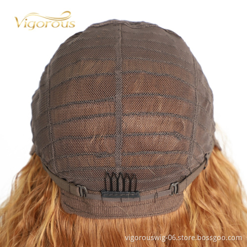 Black Root High Quality Bob Cut Fiber Lace Front Loose Wave Ombre For Women Short Synthetic Hair Brown Wigs
